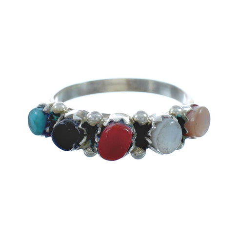 Genuine Sterling Silver Zuni Multicolor Ring Size 5-1/4 X10616